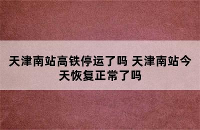 天津南站高铁停运了吗 天津南站今天恢复正常了吗